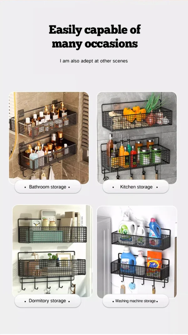 Bathroom Storage Rack – Non‑Perforated Wall‑Mounted Shelf