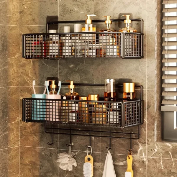 Bathroom Storage Rack – Non‑Perforated Wall‑Mounted Shelf