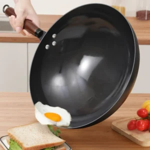 Sd19a9e260e6f46d3b6a08264ceb7ee59c-1.webp 32cm Uncoated Wok Pot Frying Pan Home High Quality Handmade Cooking kitchen Cookware Chinese Traditional Non-stick Iron Pan