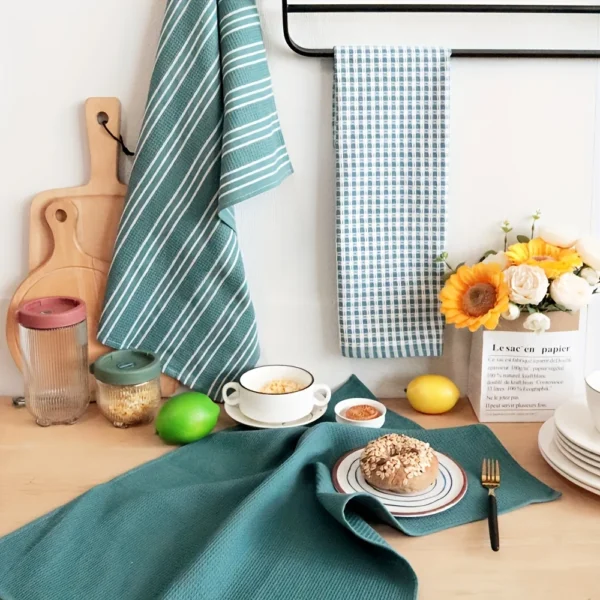 3‑Piece Soft & Absorbent Waffle‑Knit Kitchen Towels