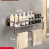 Sd4ac83fe775d4d6db2deb4768bfc334cq-2.webp Bathroom Shelf – Space Aluminum Wall‑Mounted Single Tier Rack