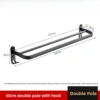Black Space Aluminum Double‑Layer Folding Bathroom Towel Rack 50–60cm