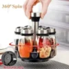 1set Spice Jar Set Rack Glass Organizer Rotating Glass Seasoning Sugar Pepper Bottles Salt Shakers Holder Kitchen Storage Rack