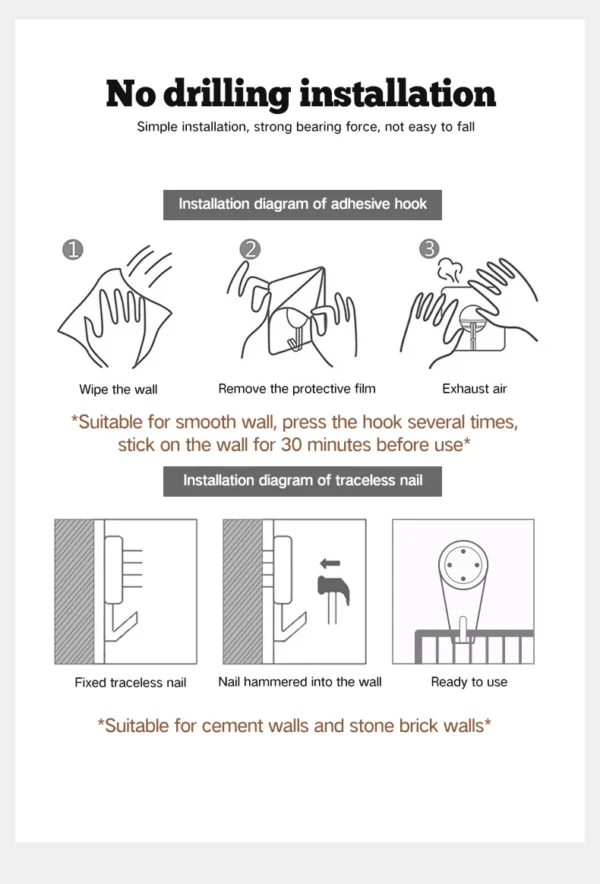 Bathroom Storage Rack – Non‑Perforated Wall‑Mounted Shelf