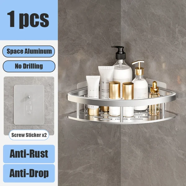 Bathroom Storage Rack – No‑Drill Wall‑Mounted Corner Shelf