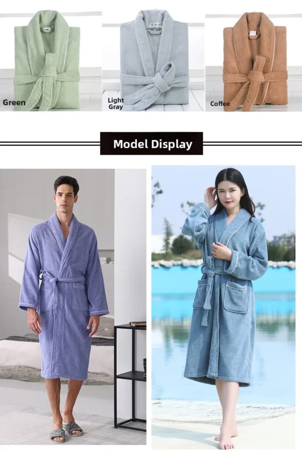 Pure Cotton Hotel Bath Robe – Unisex Kimono Towel Robe for Adults
