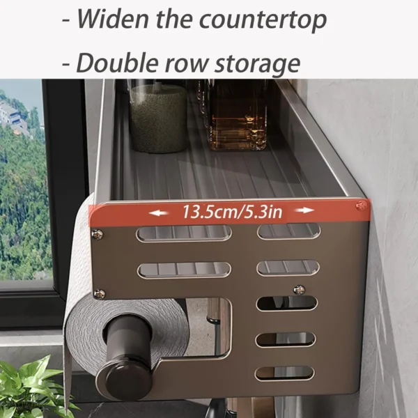 Wall Mount Utensil Holder Multifunctional Spice Organizer Shelf with Hooks Kitchen Hanging Storage Wall Shelf