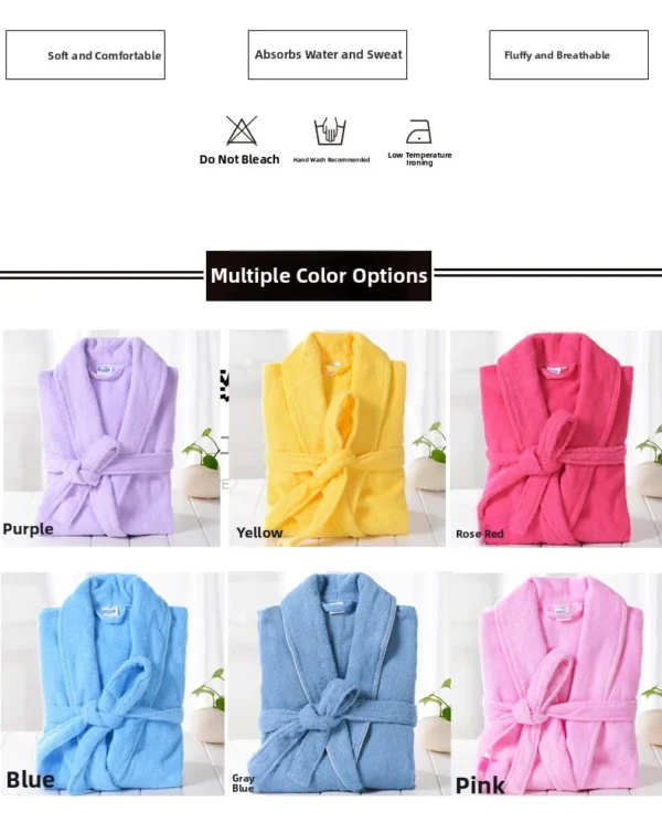 Pure Cotton Hotel Bath Robe – Unisex Kimono Towel Robe for Adults