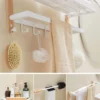 White Aluminum Bathroom Storage Rack – Folding Towel Rod & Wall‑Mounted Organizer