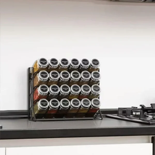 4 Tier Spice Jar Rack Wall Mounted Container Holder Spice Seasoning Organizer for Kitchen Countertop Cupboard Pantry Cabinet