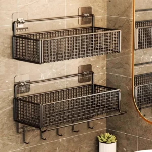 Se93c7e581f934dcca3faf929c3dea0066.webp Non‑Perforated Wall‑Mounted Bathroom Storage Rack – Single Tier SUS304