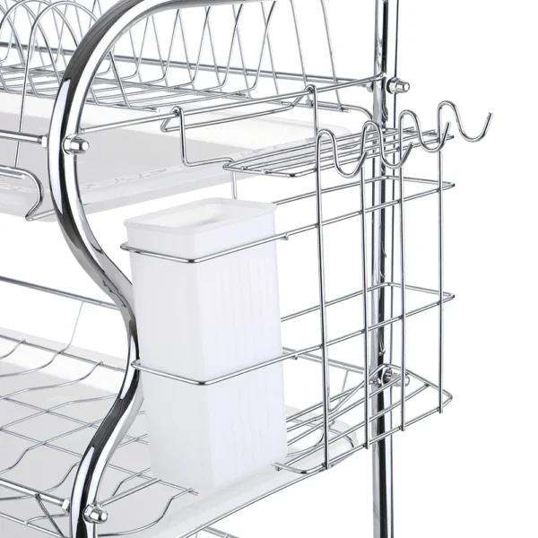 Multi-functional 3-Tier Dish Rack Kitchen Supplies Storage Rack Draining Rack