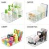 Refrigerator Organizer Bin Clear Plastic Food Storage Organizer Fridge Storage Box with Divider Freezer Pantry Kitchen Organizer