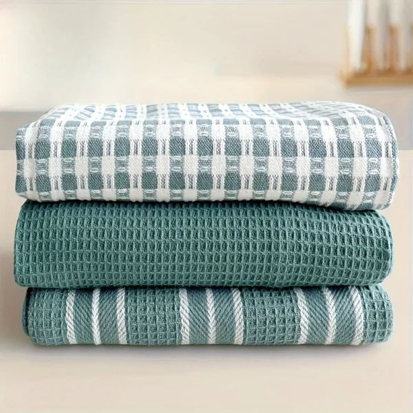 3‑Piece Soft & Absorbent Waffle‑Knit Kitchen Towels