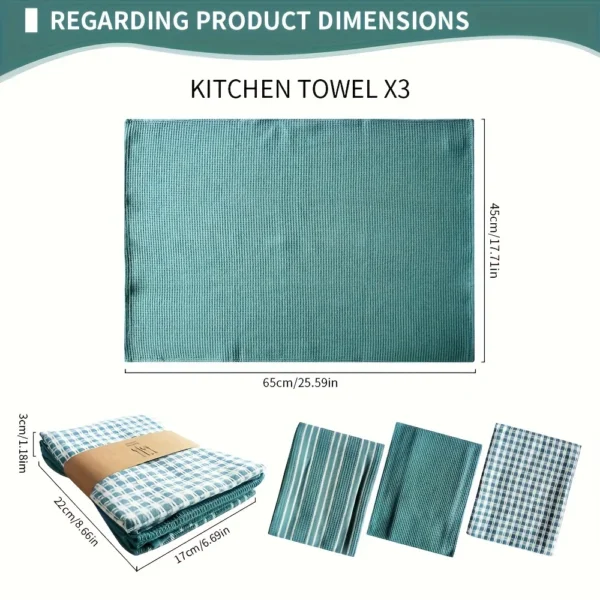3‑Piece Soft & Absorbent Waffle‑Knit Kitchen Towels