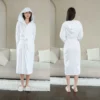Terry Shower Kimono Robes Hooded For Women Long Sleeves Towel Bathrobe With Waist Girdle Female Cotton Sleepwear For Home Wear