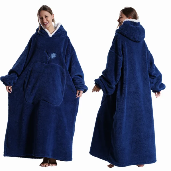 Extra Long Wearable Hooded Blanket for Winter Comfort