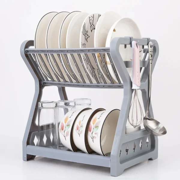 Storage Rack, Drain Rack, Bowl Rack, Kitchen Storage Rack, Double-Layer Dish Rack Storage Dish Drainer Dish Dryer Organizer Shel