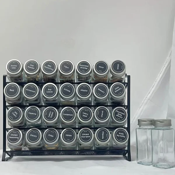 4 Tier Spice Jar Rack Wall Mounted Container Holder Spice Seasoning Organizer for Kitchen Countertop Cupboard Pantry Cabinet