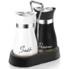 Kitchen Glass Spice Bottle Adjustable Refillable Salt and Pepper Shakers 2pcs Set with Shelf Spice Dispenser With Pour Holes