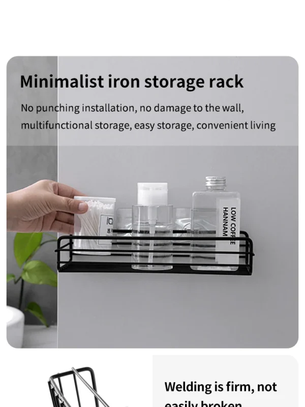 Wall‑Mounted Corner Storage Rack – Punch‑Free Single Shelf