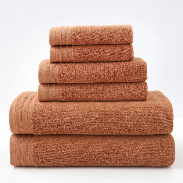 6‑Piece 100% Cotton Soft Absorbent Bathroom Towel Set