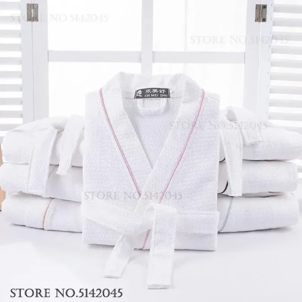 100% Cotton Couple Robe Waffle Bathrobe Gown Kimono Yukata Home Clothes Casual Women Sleepwar Nightwear Spring Summer Loungewear