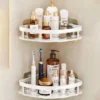No‑Drill Aluminum Corner Bathroom Shelf – Wall Mounted Shower Organizer