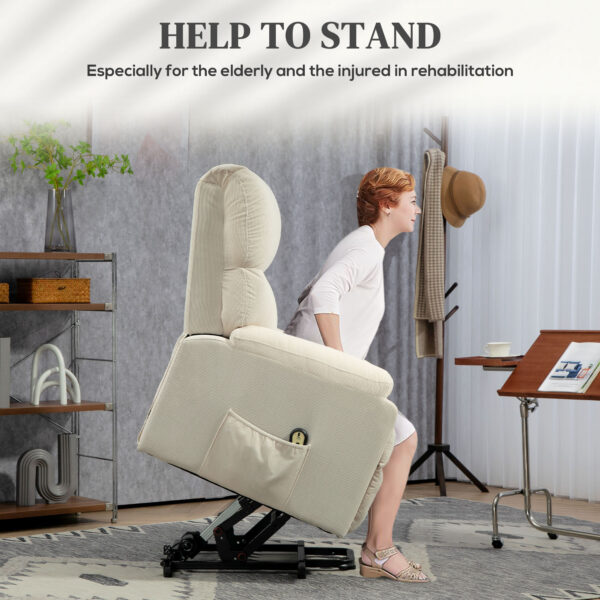 TLv29d19492f86bf5.jpg Lift Chair for Seniors, Microfibre Upholstered Power Recliner Chair with Remote, Quick Assembly, Cream White