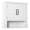 TSA2f7190ee32b72f.jpg Wall Mount Bathroom Cabinet, Storage Organizer Kitchen Cupboard with 2 Doors and Adjustable Shelf White