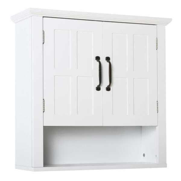 TSA2f7190ee32b72f.jpg Wall Mount Bathroom Cabinet, Storage Organizer Kitchen Cupboard with 2 Doors and Adjustable Shelf White