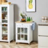 TmB98e194969daa91.jpg Rolling Kitchen Cart with Drawer and Glass Door Cabinet, Kitchen Island on Wheels with Towel Rack, White