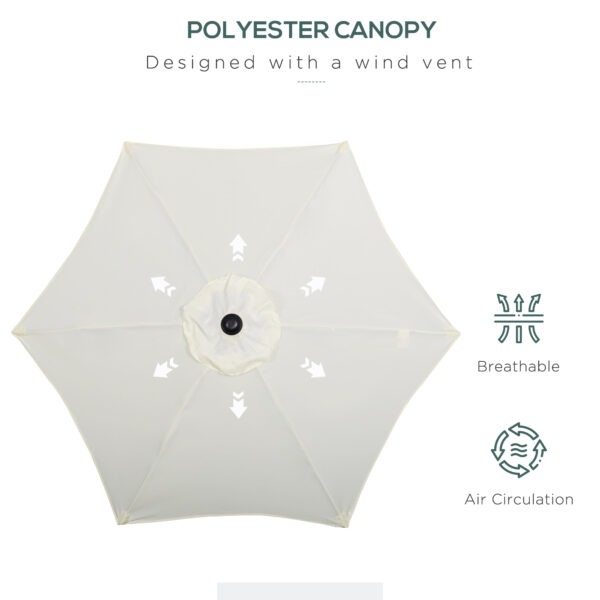 6.6FT Patio Umbrella, Outdoor Parasol with 6 Solid Ribs, Cream White