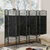 UDL37719bbcb67613.jpg 8‑Panel Folding Room Divider | Portable Privacy Screen & Wave Fiber Partition – Black
