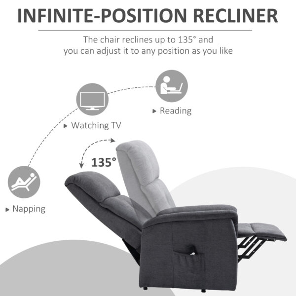 Power Lift Chair Electric Recliner Sofa for Elderly with Remote Control & Side Pocket for Living Room, Grey