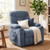 Power Recliner Chair with Massage, Electric Lift Chair for Elderly with Side Pockets, Cup Holders, Remote, Blue