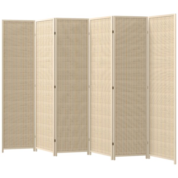 woven bamboo room divider, 6 panel privacy screen, folding room divider, natural wood partition