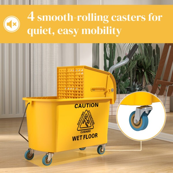 UvB0c519b9e08defe.jpg Mop Bucket with Wringer on Wheels for Floor Cleaning, 21 Quart Side Press Wringer with Handle and Mop, Yellow