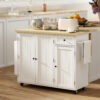 Kitchen Island Cart, Rolling Kitchen Island Table with Drop Leaf, Drawer, Spice and Towel Rack, White