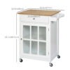 VV1e70194969daa91.jpg Rolling Kitchen Cart with Drawer and Glass Door Cabinet, Kitchen Island on Wheels with Towel Rack, White