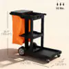 Commercial Janitorial Cart with 3 Tier Shelves, Cleaning Cart with Rubbish Bag and Mop Mount for Hotel Restaurant, Black