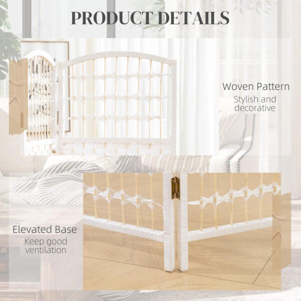 8 Panel Folding Room Divider, Portable Privacy Screen, Wave Fiber Room Partition for Home Office, White