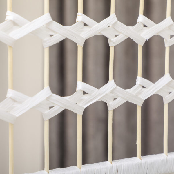 6‑Panel Folding Room Divider | Portable Privacy Screen & Wave Fiber Partition – White