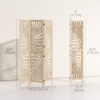 Vhq7eb19491e47ad9.jpg 3 Panel Room Divider, Detachable Folding Privacy Screens with Palm Leaf Design for Home Office, Natural Wood Finish
