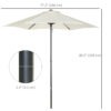 6.6FT Patio Umbrella, Outdoor Parasol with 6 Solid Ribs, Cream White