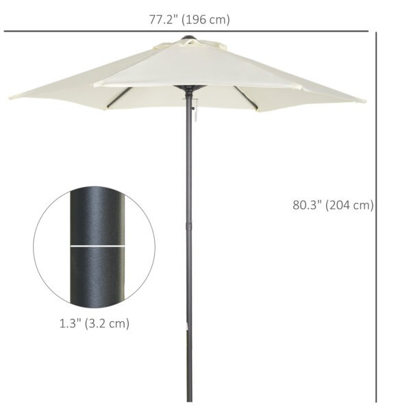 6.6FT Patio Umbrella, Outdoor Parasol with 6 Solid Ribs, Cream White