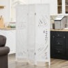 3 Panel Room Divider, 5.6 Ft Tall Portable Folding Privacy Screen, Wood Partition Wall Divider for Home Office, White