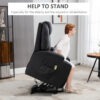 Power Lift Recliner Chair for Elderly, PU Leather Lift Chair with Footrest, Remote Control, Side Pockets and Cup Holders, Reclining Sofa for Living Room, Black