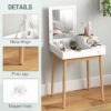 Makeup Vanity Table with Flip-up Mirror, Modern Dressing Table with 2 Drawers for Bedroom, White
