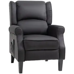 Wqoa021949478ecac.jpg Massage Recliner Chair for Living Room, Push Back Recliner Sofa, Suede Wingback Reclining Chair with Extendable Footrest, Wood Legs, Remote Control, Side Pockets, Black